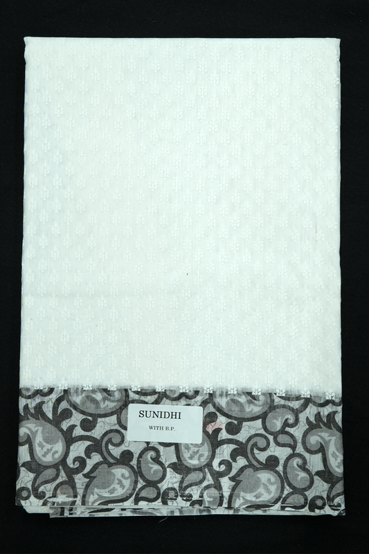 White Saree with Black Border & Pallu Design – Christmas Collection (#0005)