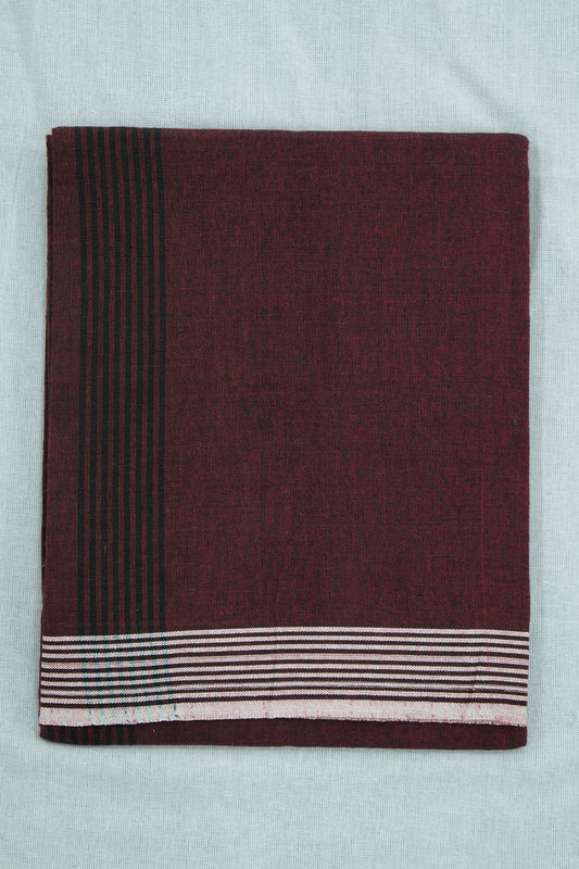Single Dhothi (Kaily #0002) – Maroon with Lines Kara & Border