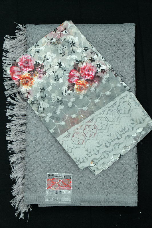 Fancy Saree with Blouse – Ash Shade