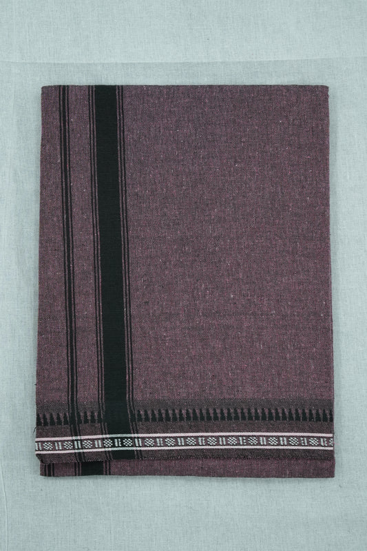Single Dhothi (Kaily #0010) – Grape with Black Kara & temple Border