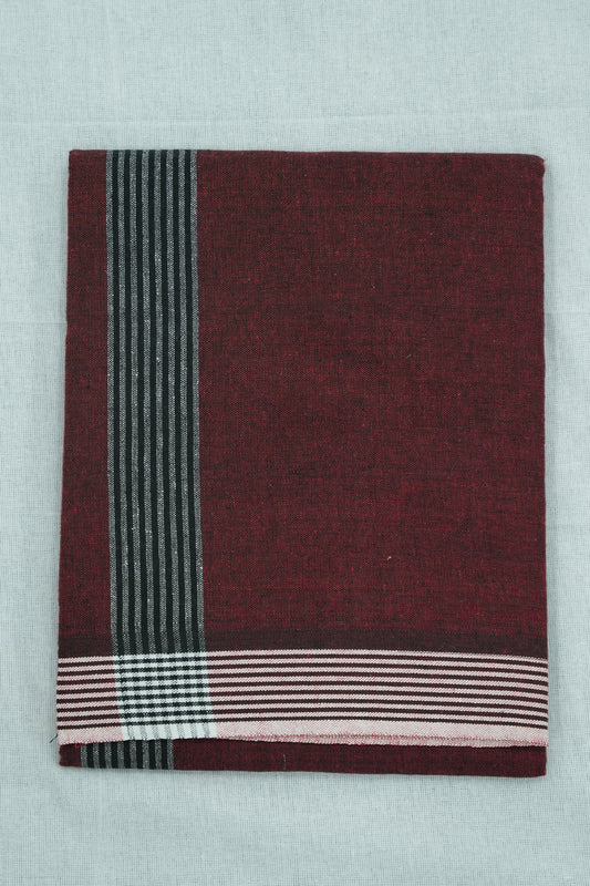 Single Dhothi (Kaily #0014) – Bloody Maroon with Lines Kara & Border