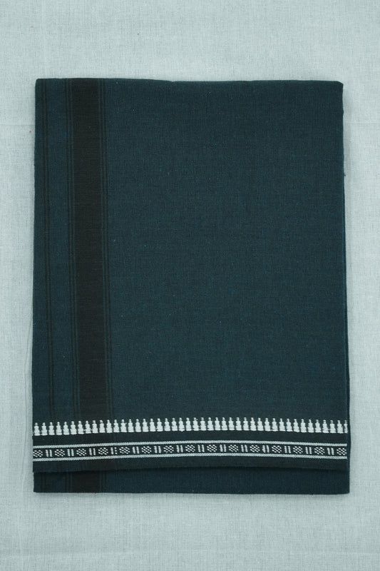Single Dhothi (Kaily #0015) – Dark Teal with Black Kara & Temple Border