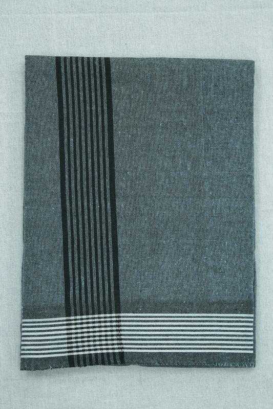 Single Dhothi (Kaily #0019) – Ash with Black Lines Kara & White Border