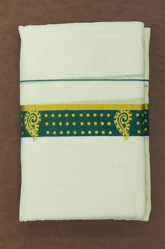 Set Mundu – Dark Green Grandeur with Golden Charm