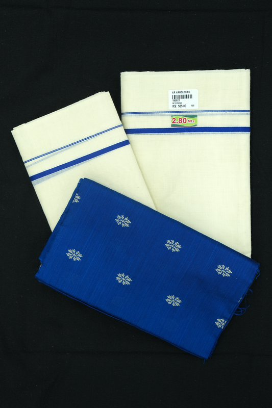 Puliyilakara Set Mund with Blouse – Blue