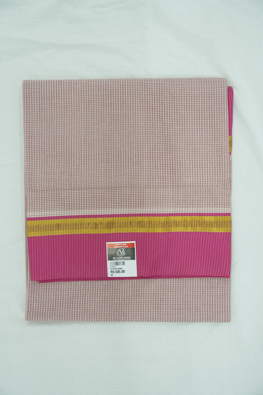 Cotton Saree (#005) – Soft Daily Wear with Checks Design & Lines Pallu