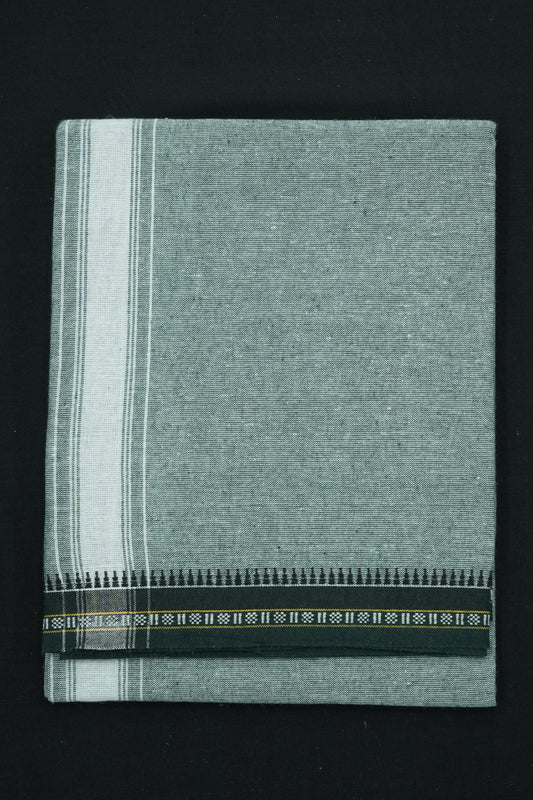 Single Dhothi (Kaily #0026) – Pastel Green with White Kara & Dark Green Border