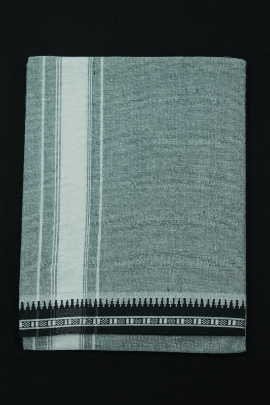 Single Dhothi (Kaily #0027) – Pastel Green with White Kara & black Border