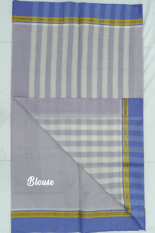 Cotton Saree (#006) – Soft Daily Wear with Checks Design & Lines Pallu