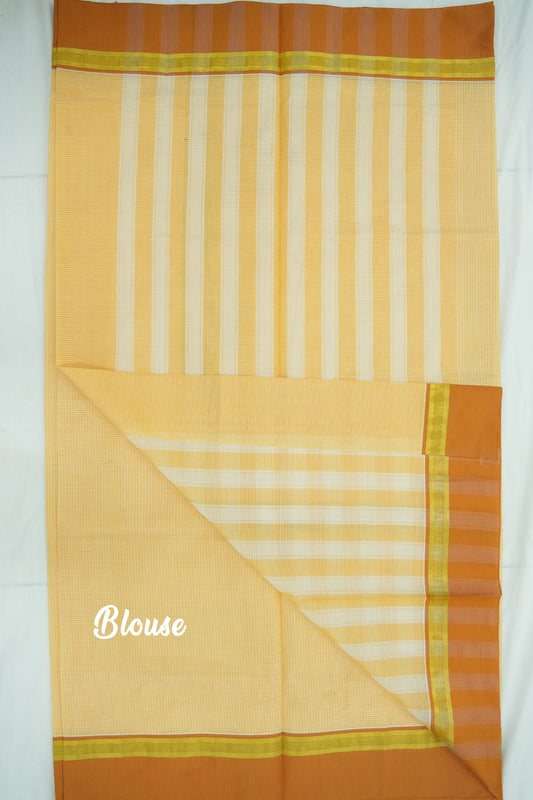 Cotton Saree (#001) – Soft Daily Wear with Checks Design & Lines Pallu