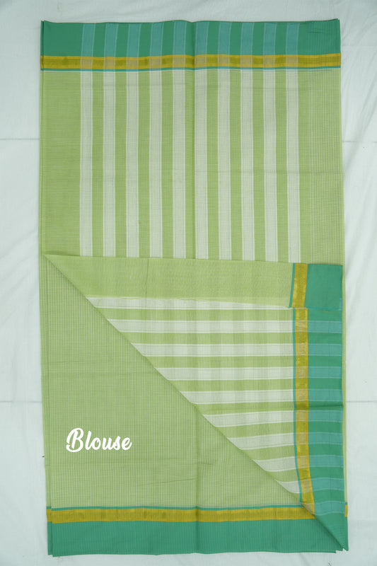 Cotton Saree (#008) – Soft Daily Wear with Checks Design & Lines Pallu