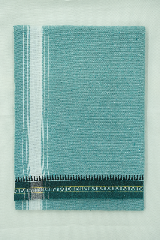 Single Dhothi (Kaily #0044) – mint green with white Kara & Temple Border