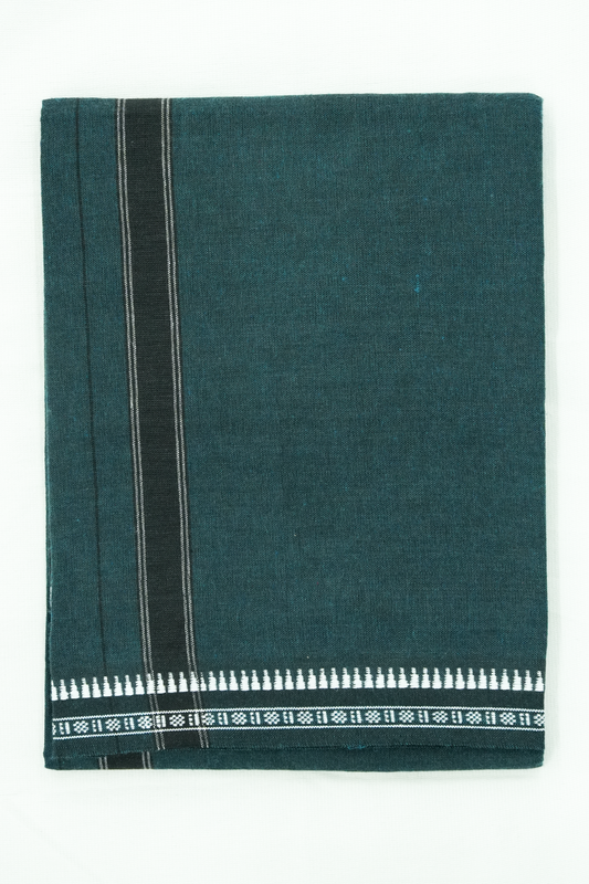 Single Dhothi (Kaily #0050) – green with black Kara & Temple Border