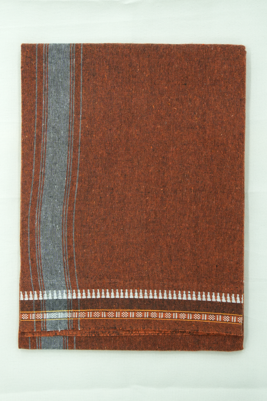 Single Dhothi (Kaily #0053) – Soil Brown with Grey Kara