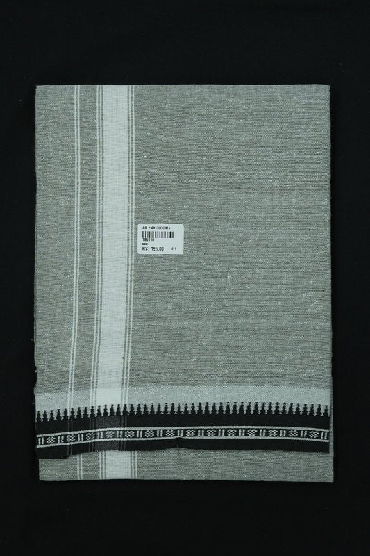 Single Dhothi (Kaily #0056) – Ash Green with White Kara