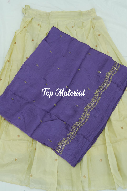 Crush Tissue Blouse with Viscose Butta Skirt – Lavender
