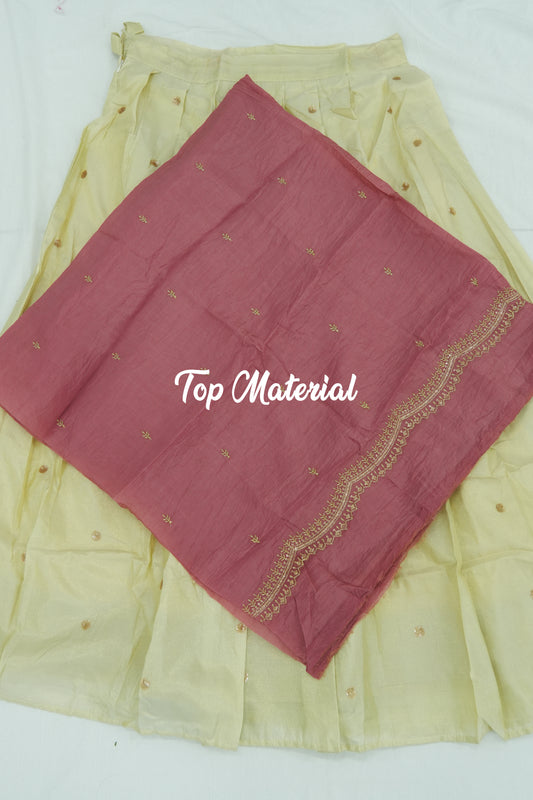Crush Tissue Blouse with Viscose Butta Skirt – Light Pink