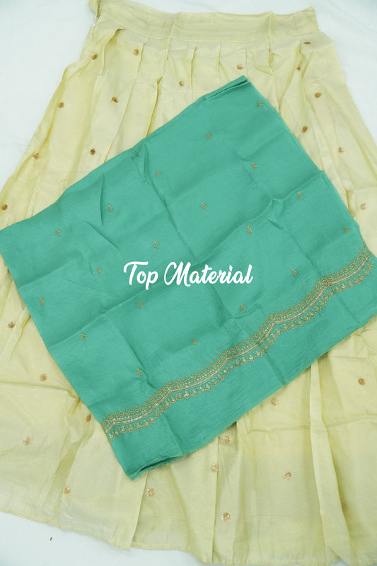 Crush Tissue Blouse with Viscose Butta Skirt – Light Teal