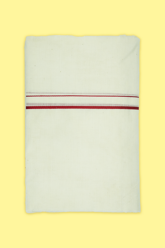 Simple Eerkkil Kara Set Mundu (Red) – Slender Borders & Kara