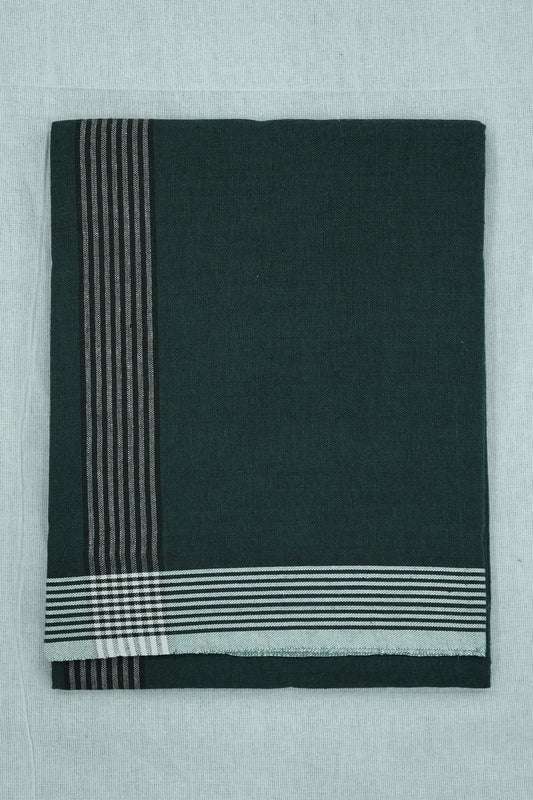 Single Dhothi (Kaily #0009) – Dark Jungle Green with Lines Kara & Border