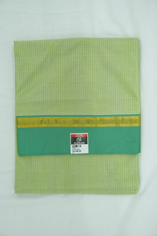 Cotton Saree (#008) – Soft Daily Wear with Checks Design & Lines Pallu