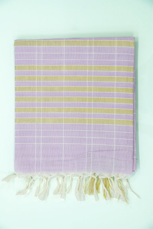 Cotton Saree – Pink with Golden Zari Lines
