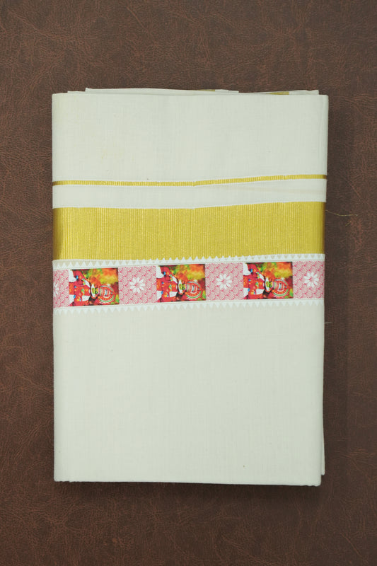 Pink Theme Kathakali – Premium Cotton Double Dhothi