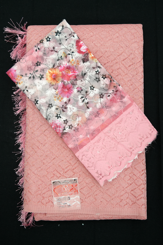 Fancy Saree with Blouse – Pink