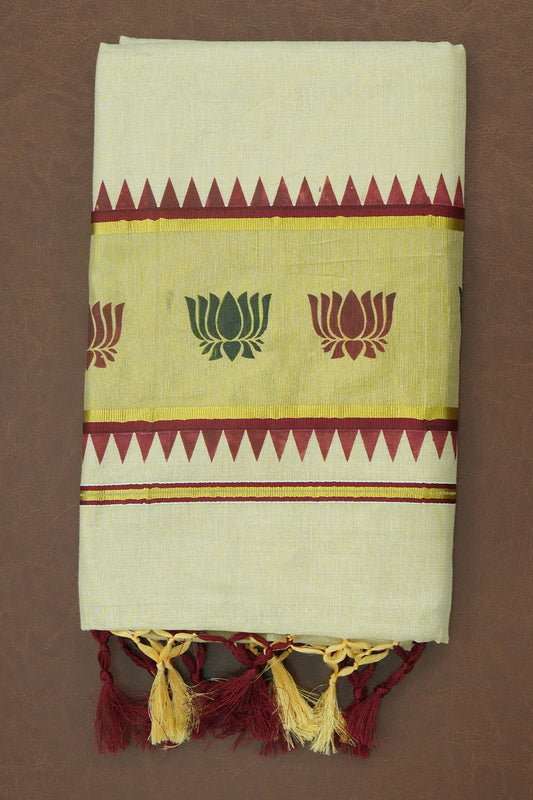 Set Saree – Maroon with Golden Tissue Work
