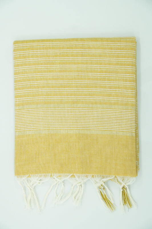 Cotton Saree – Yellow with Golden Zari Lines