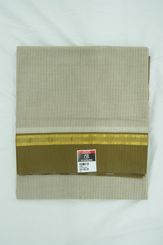 Cotton Saree (#004) – Soft Daily Wear with Checks Design & Lines Pallu