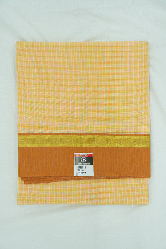 Cotton Saree (#001) – Soft Daily Wear with Checks Design & Lines Pallu