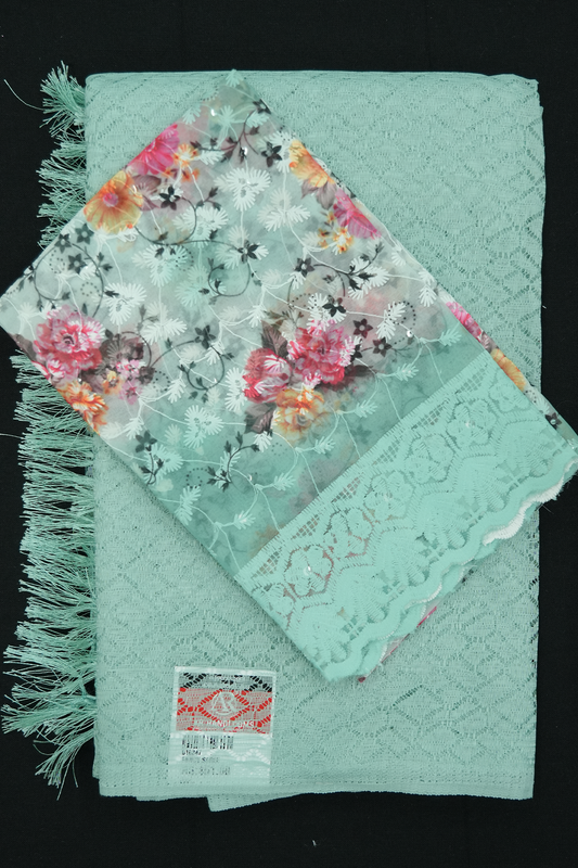 Fancy Saree with Blouse – Aquamarine