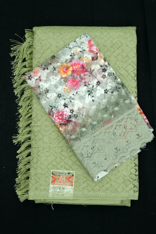 Fancy Saree with Blouse – Pastel Pine