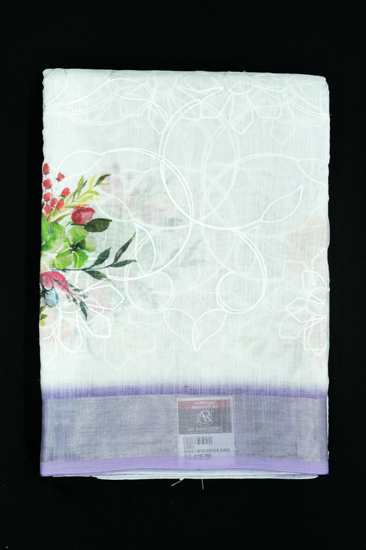 Christmas Collection Saree – Lavender with Embroidery & Floral Digital Print