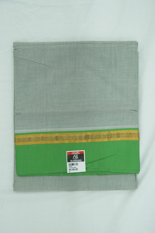 Cotton Saree (#009) – Soft Daily Wear with Checks Design & Lines Pallu