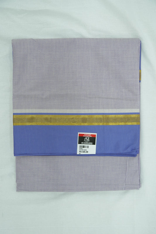 Cotton Saree (#006) – Soft Daily Wear with Checks Design & Lines Pallu