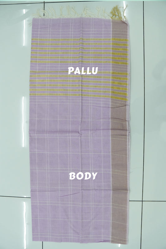 Cotton Saree – Pink with Golden Zari Lines