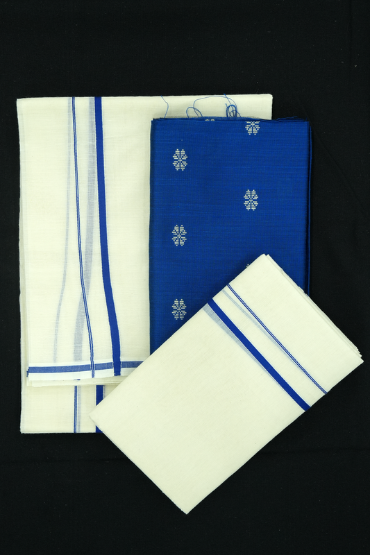 Puliyilakara Set Mund with Blouse – Blue