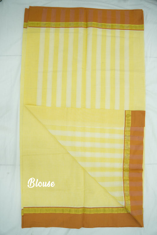 Cotton Saree (#007) – Soft Daily Wear with Checks Design & Lines Pallu