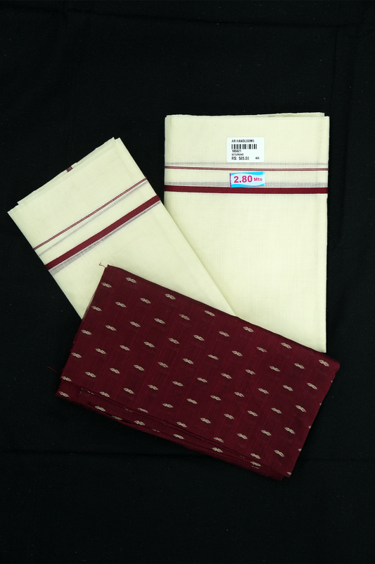 Puliyilakara Set Mund with Blouse – Maroon