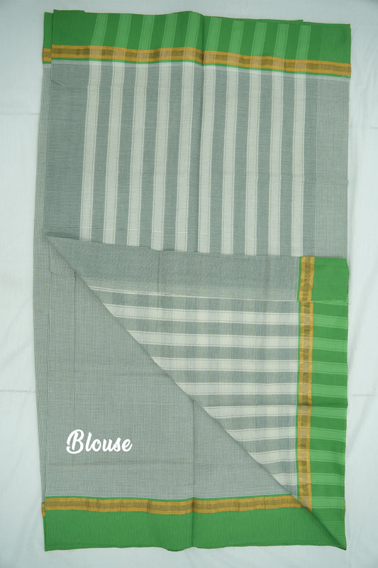 Cotton Saree (#009) – Soft Daily Wear with Checks Design & Lines Pallu