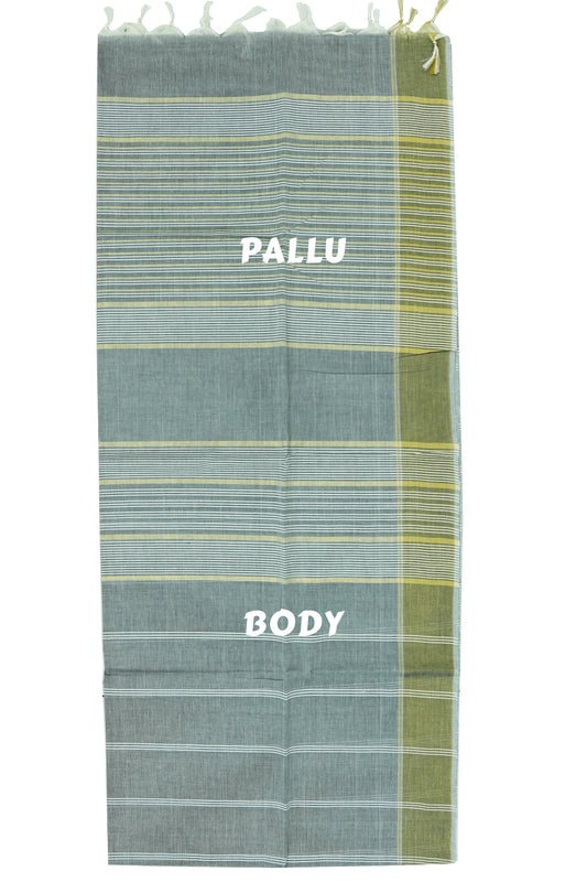 Cotton Saree – Black with Golden Zari Lines