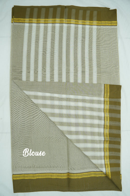 Cotton Saree (#004) – Soft Daily Wear with Checks Design & Lines Pallu