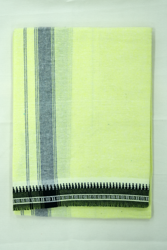 Single Dhothi (Kaily #0037) – light green with purple Kara & Temple Border