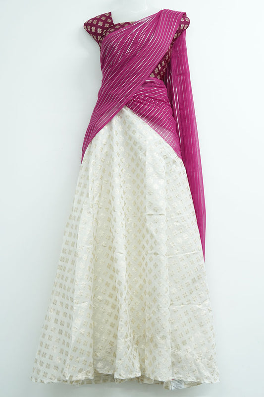 Chiffon Dhavani Set - Rani Pink (08)