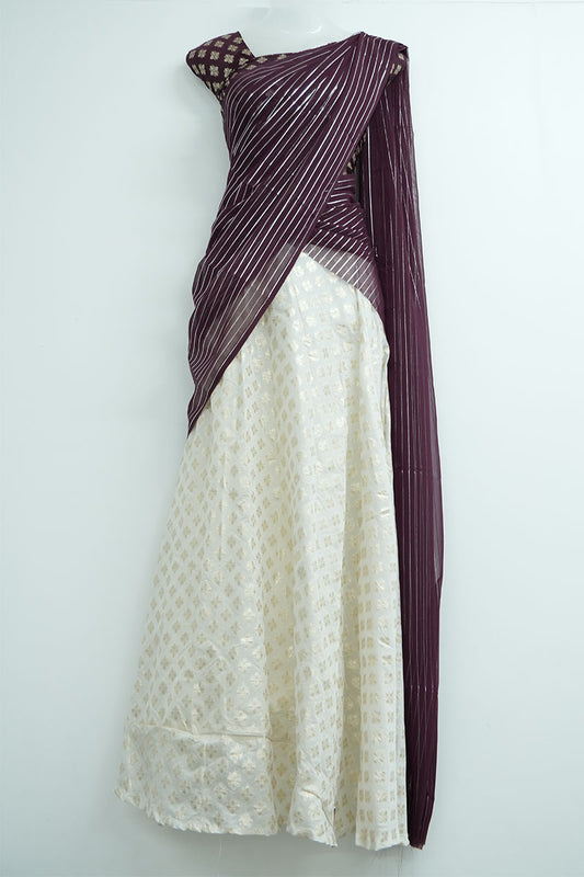 Chiffon Dhavani Set - Grape (06)