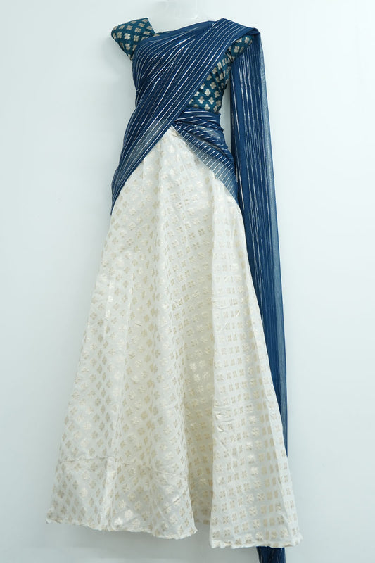 Chiffon Dhavani Set - Blue (02)