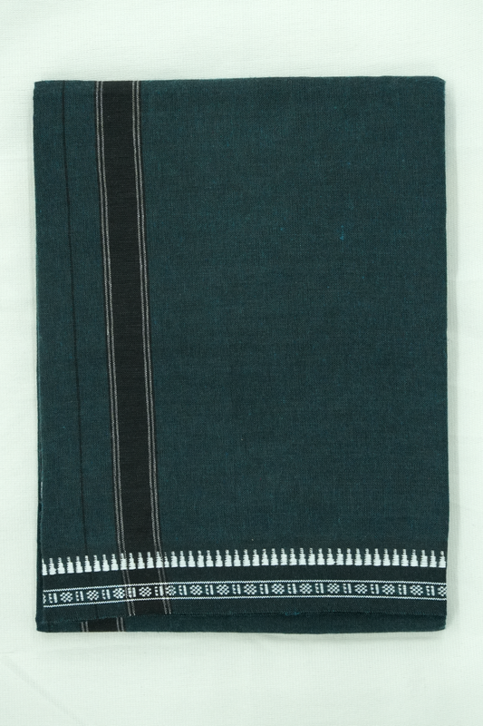 Single Dhothi (Kaily #0050) – green with black Kara & Temple Border