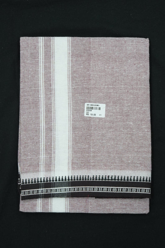 Single Dhothi (Kaily #0060) – Ash Brown with White Kara